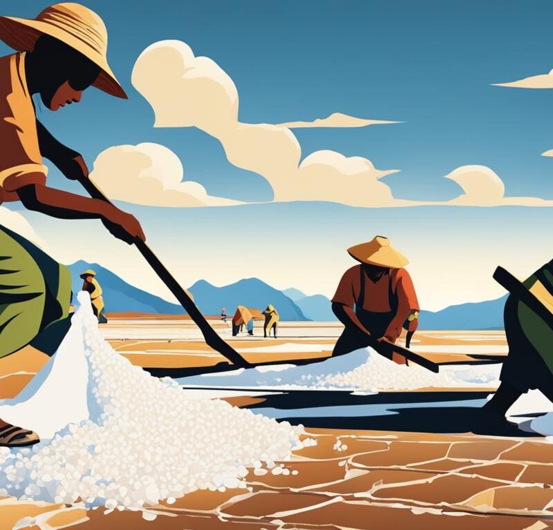 Salt being harvested